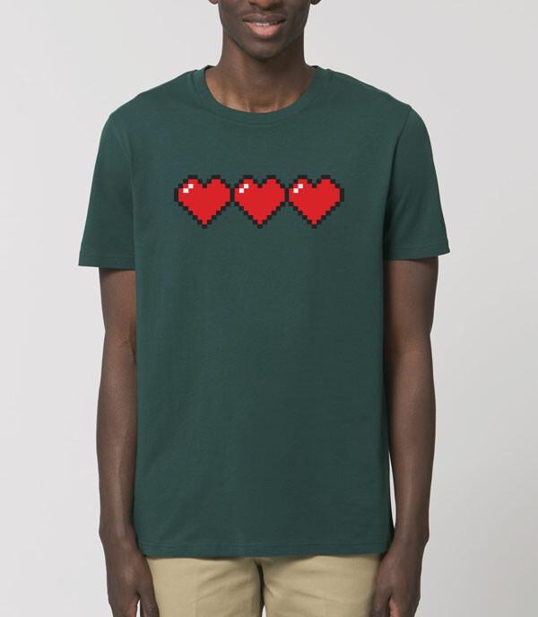 3 Pixel Hearts Retro Gaming Life Bar Videogame Unisexs Fit TShirt