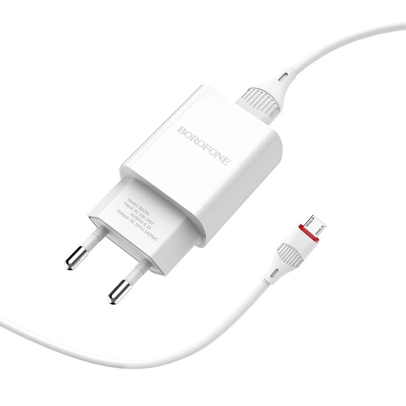 Зарядное устройство BOROFONE BA20A - Однопортовое, Стандарт ЕС, Идеально для телефонов Apple, Универсальная горячая новинка, Зарядная головка.