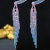 Fashion Gradient Colour Rhinestone Long Tassel Earrings Senior Sense Of Temperament Earrings Women's Earrings 1 Pair