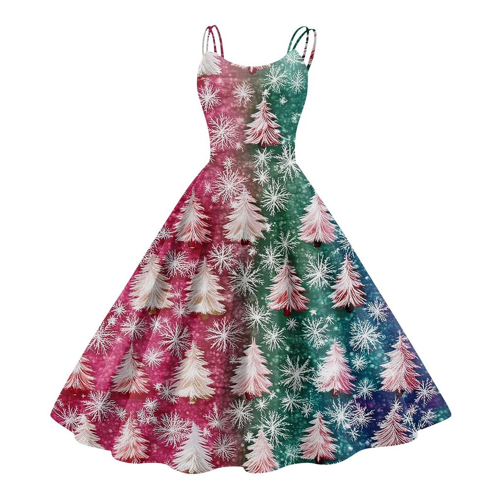 Women's Fashion Christmas  Printed Sexy Strapless Gothic Cocktail Dress Punk, Vintage Dress.