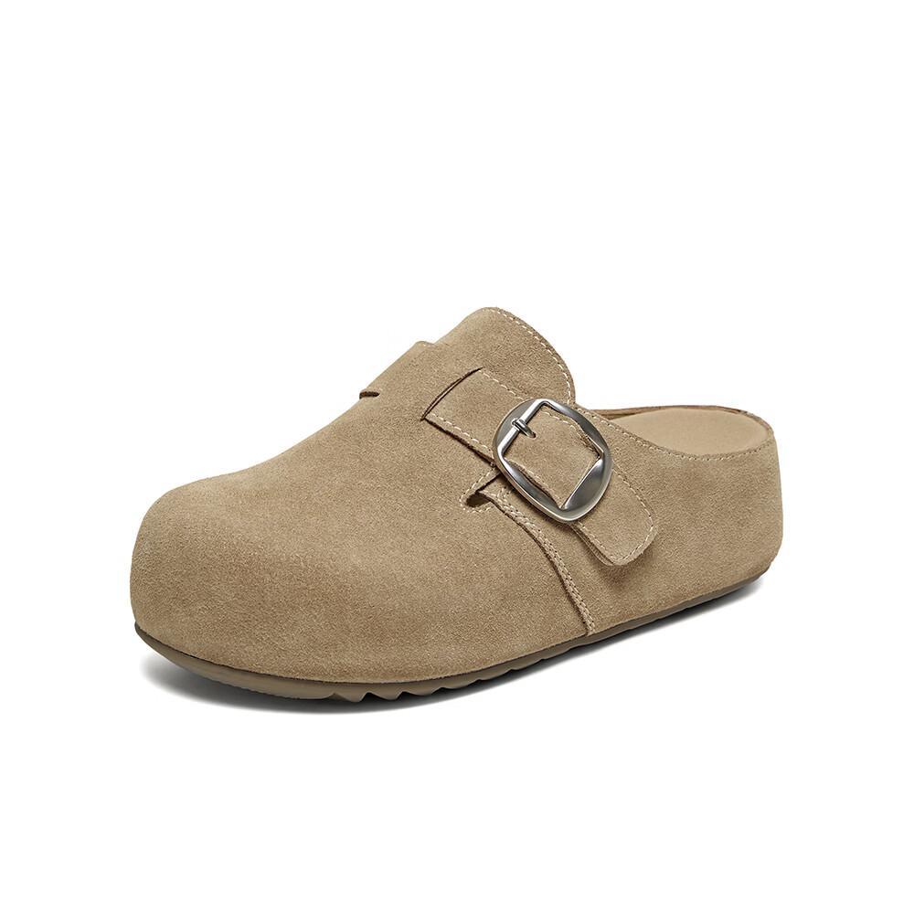 BASTO Flat Casual Open-Toe Slip-On Half Slippers for Women