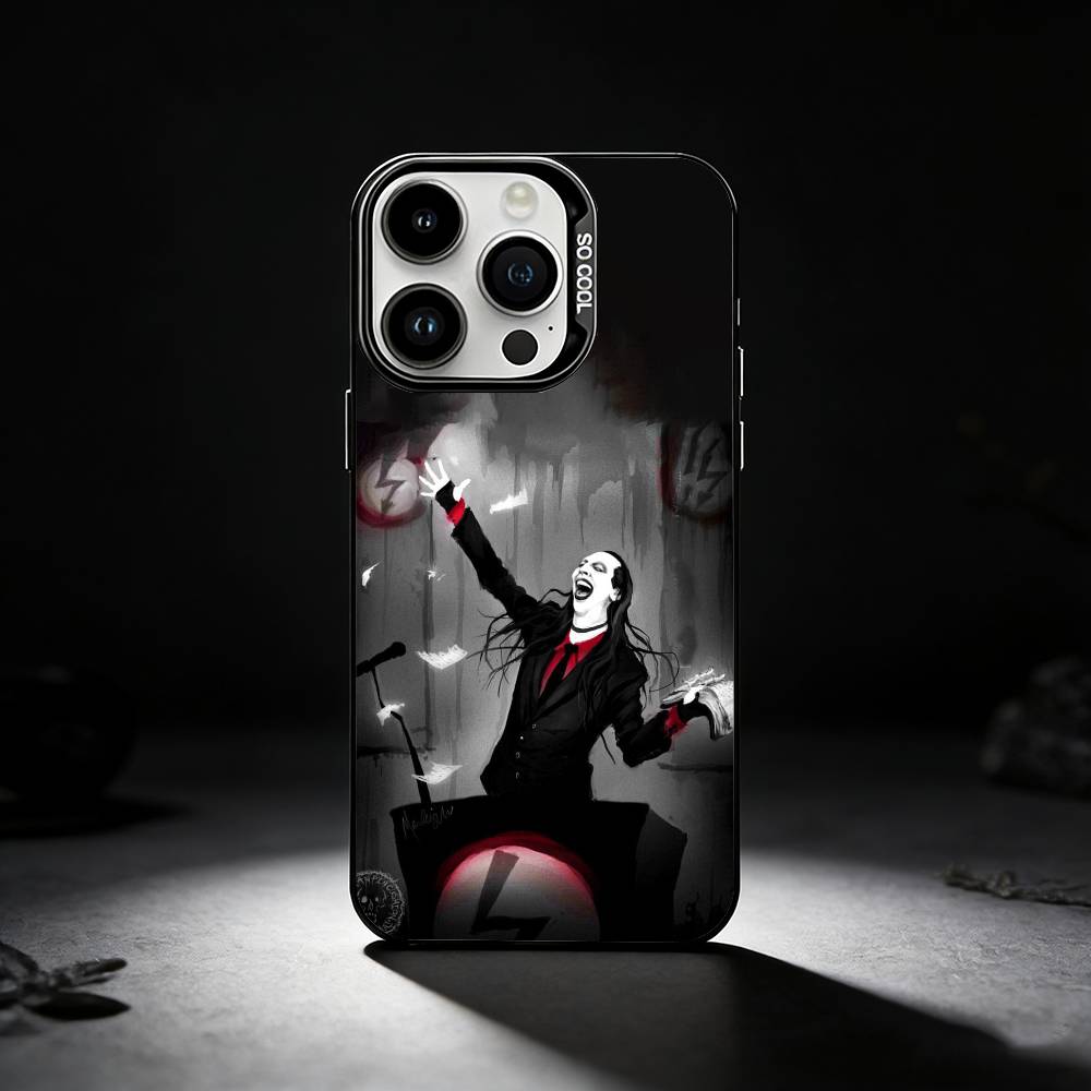 Чехол для телефона M-Marilyn Singer Manson для iPhone 17,16,15,14,13,12,11 Plus,Pro Max,XS,Цветной серебристый чехол для телефона