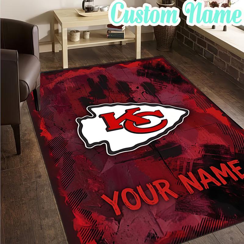 Custom Name Chiefs Helmet Rug, Office Rug, Chair Rug, Carpet for Living Rooms, Doormat Game Rug Home Decor Christmas Gifts
