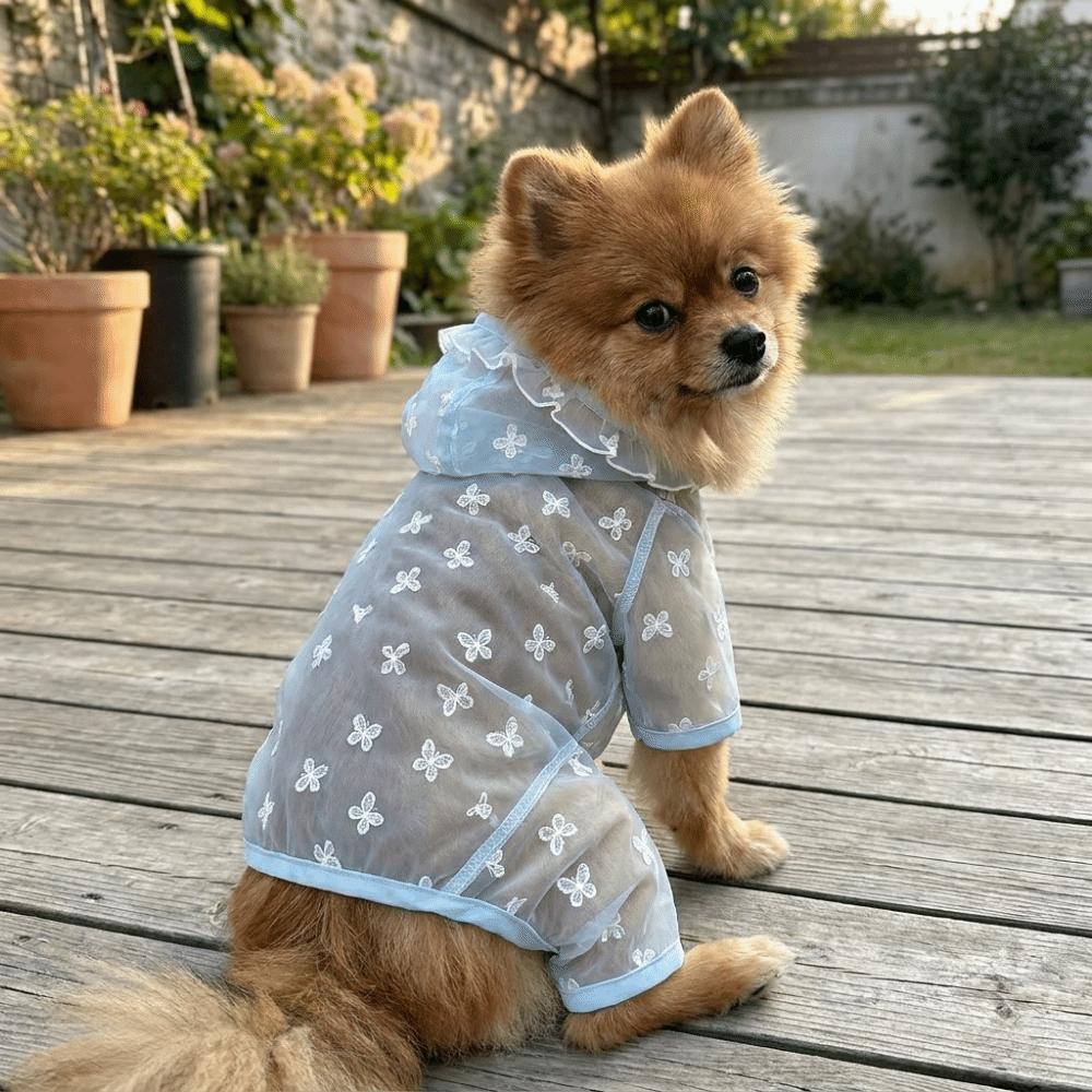 Thin Breathable Dog Sunscreen Clothes Butterfly Pattern Dog Cooling Jumpsuit Summer Season