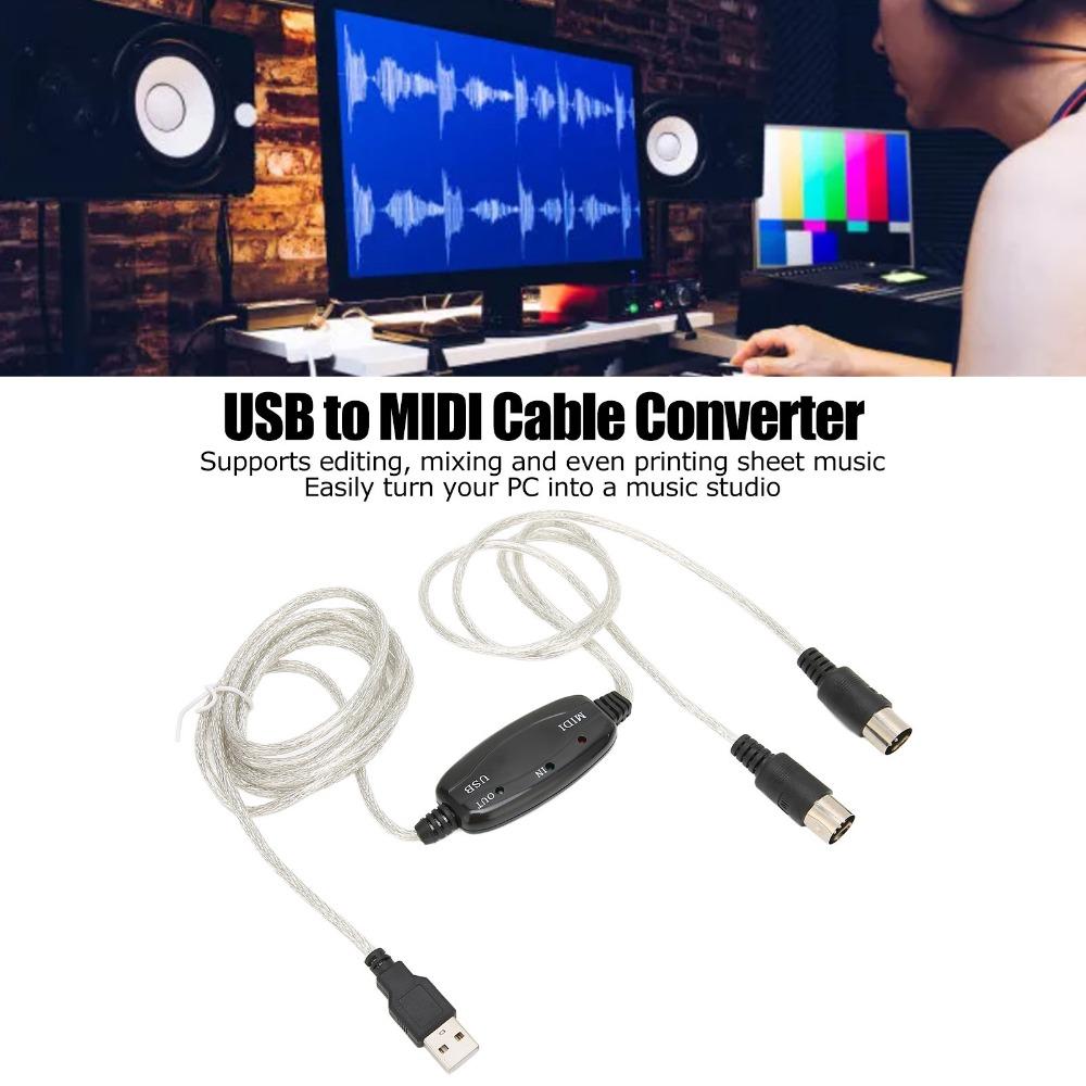 Plug and Play 16 Channels PC to Synthesizer 2 in 1 MIDI Cord Adapter  for Music Studio