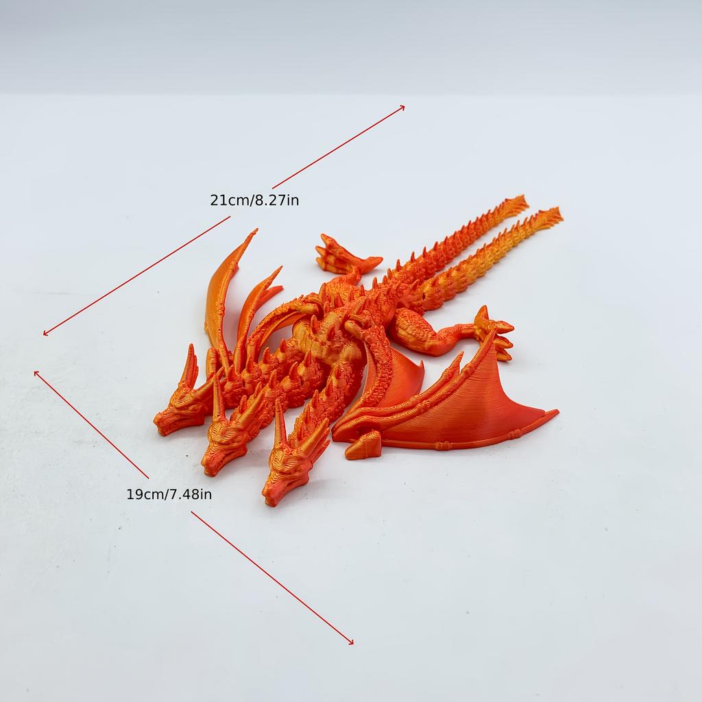 3D-печатная лазерная многоцветная градиентная фигурка трёхголового дракона, модель, подходит для украшения рабочего стола в помещении, декора комнаты