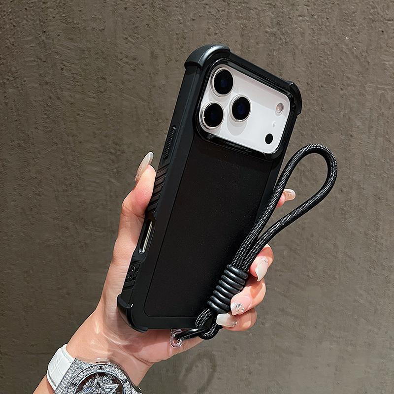 Новый Роскошный Однотонный Матовый TPU Три в Одном Бронированный Ударопрочный Чехол-бампер со Шнурком для iPhone 17 Pro Max