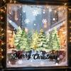 Watercolor Cedar Forest Christmas Window Cling, Static Snowflake Glass Decal, Removable PVC Window Sticker for Home Shop Window
