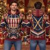 Funny Christmas Muscle Hoodie Men 3D All Over Print Hot Cocoa Lumberjack Wreath Winter Costume Pullover Family Party Fun Gift