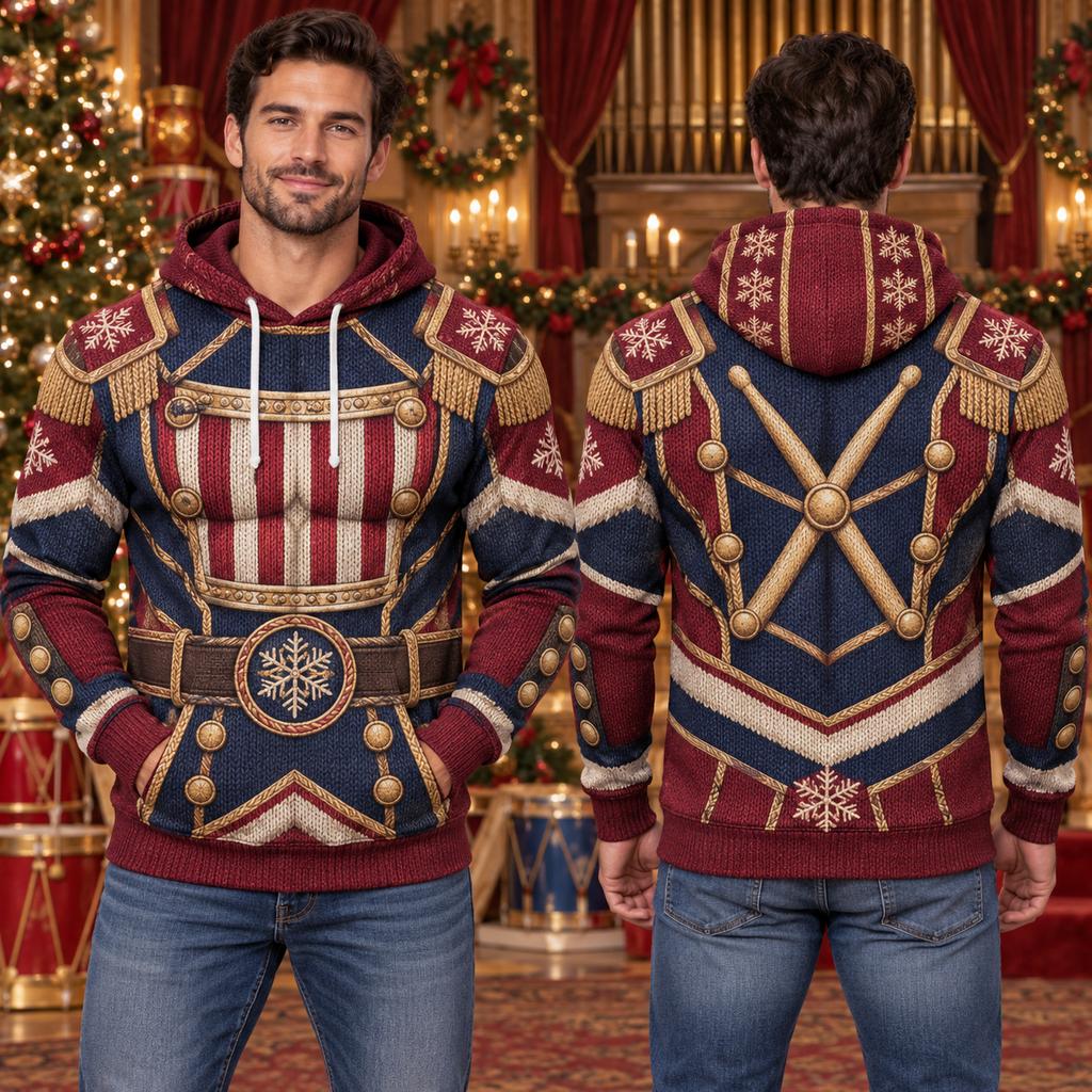 Funny Christmas Muscle Hoodie Men 3D All Over Print Hot Cocoa Lumberjack Wreath Winter Costume Pullover Family Party Fun Gift