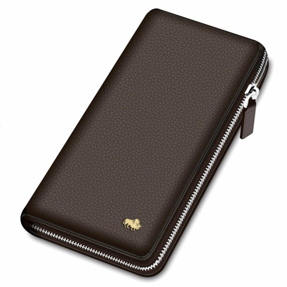 Мужской клатч кожаный держатель для карт портмоне на молнии мужской длинный кошелек из натуральной кожи