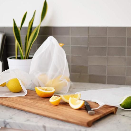 5Pcs Reusable Grocery Produce Bag Drawstring Mesh Vegetable Fruit Washable Pouch CDN