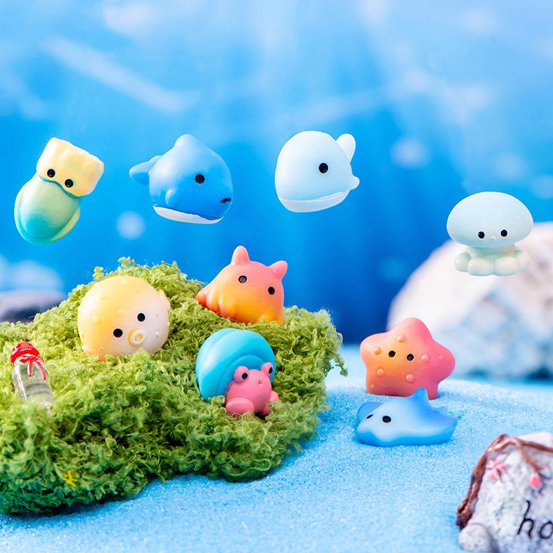 Creative Resin Ocean Animals Dolphins Qctopuses Jellyfish Figurine Landscape Ornaments Home Decorations Aquarium Fish Tank