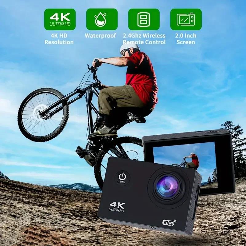 Экшн-камера Ultra HD 4K/30 кадров в секунду WiFi 2 дюйма 170D Подводная водонепроницаемая шлемная видеозапись Спортивные камеры Уличные видеокамеры