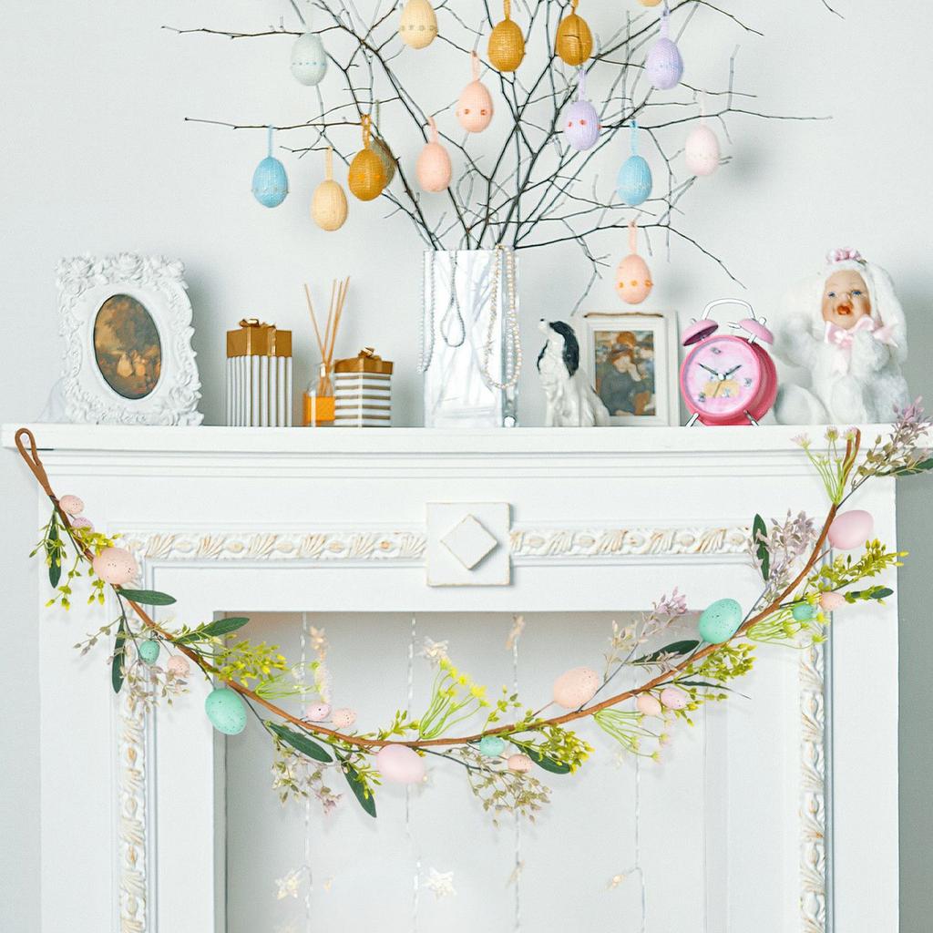 4-футовая пасхальная гирлянда - гирлянда для украшения камина, весенняя искусственная гирлянда с пасхальными яйцами для домашнего камина, центрального украшения стола, декора для вечеринки
