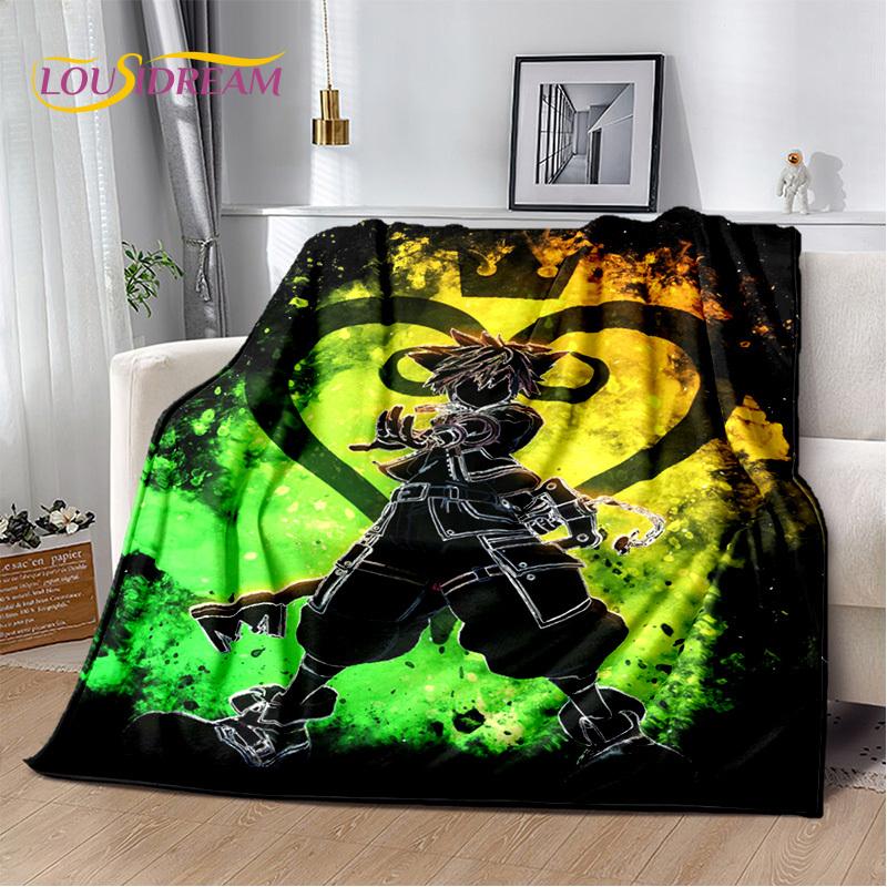 Cartoon Kingdom Hearts Games 3D Soft Flannel Blanket for Beds Bedroom Sofa Picnic,Throw Blanket for Cover Outdoors Leisure Gift