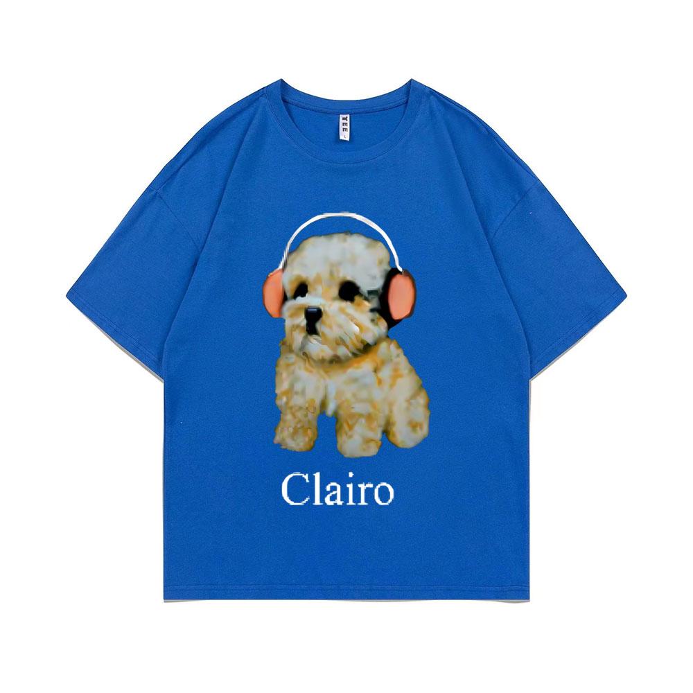 Clairo Собака Щенок Наушники Графический Принт Футболка Летняя Мужская Мода Оверсайз Уличная Одежда Унисекс Женская Милая Кавайная Футболка Топы