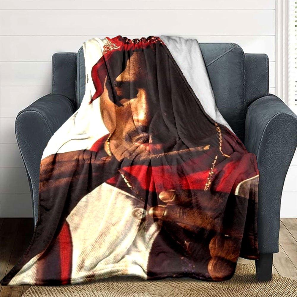1 шт. Плед в стиле Hip Hop 2Pac, Мягкий, Легкий, Для всех сезонов, Многоцелевой плед для дивана, кровати, офиса и пикников, Французский стиль с культовыми обложками альбомов и цитатами
