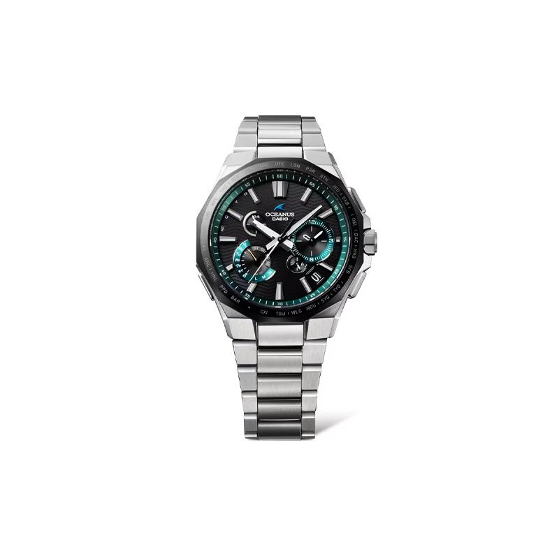 CASIO OCEANUS series-Poseidon 6000 series 100 meters waterproof solar power Quartz titanium strap same style for men and women gray dial OCW-T6000A-1A