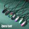 7pcs/set Natural Stone Pendant Hexagon Prism Pendulum Chakra Zircon Healing Crystal Quartz Point Women Men Necklaces