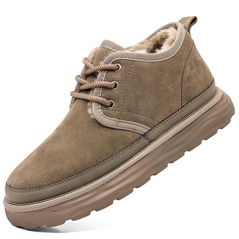 Northeast snow boots men's leather short boots 2025 winter velvet thickened one-pedal large cotton shoes warm bread shoes