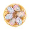 6 Pcs Simulated Easter Eggs Painted Egg with Rope Hanging Decoration Artificial Easter Egg Ornaments with Basket for Spring Holidays Party Accessories
