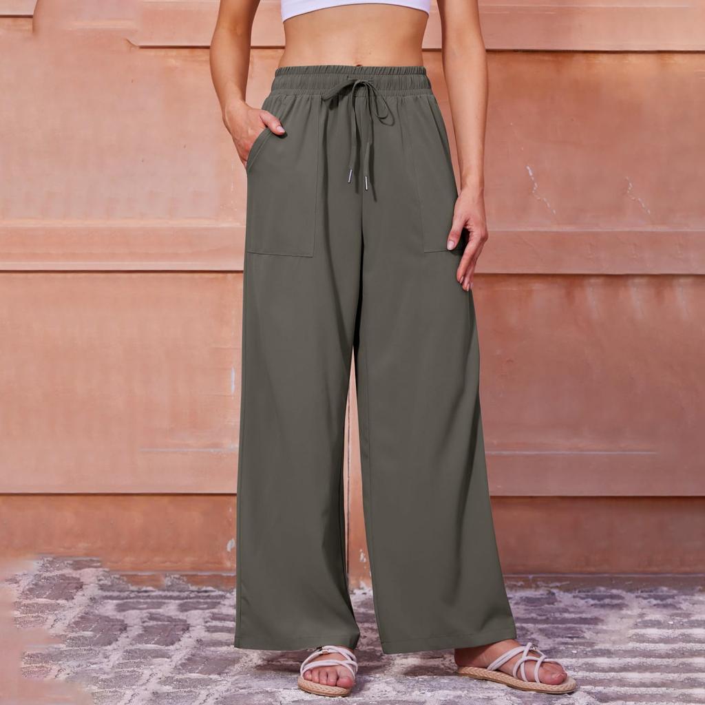 Женские брюки-палаццо, летние повседневные струящиеся брюки с широкими штанинами, наряды для пляжа, путешествий, отпуска