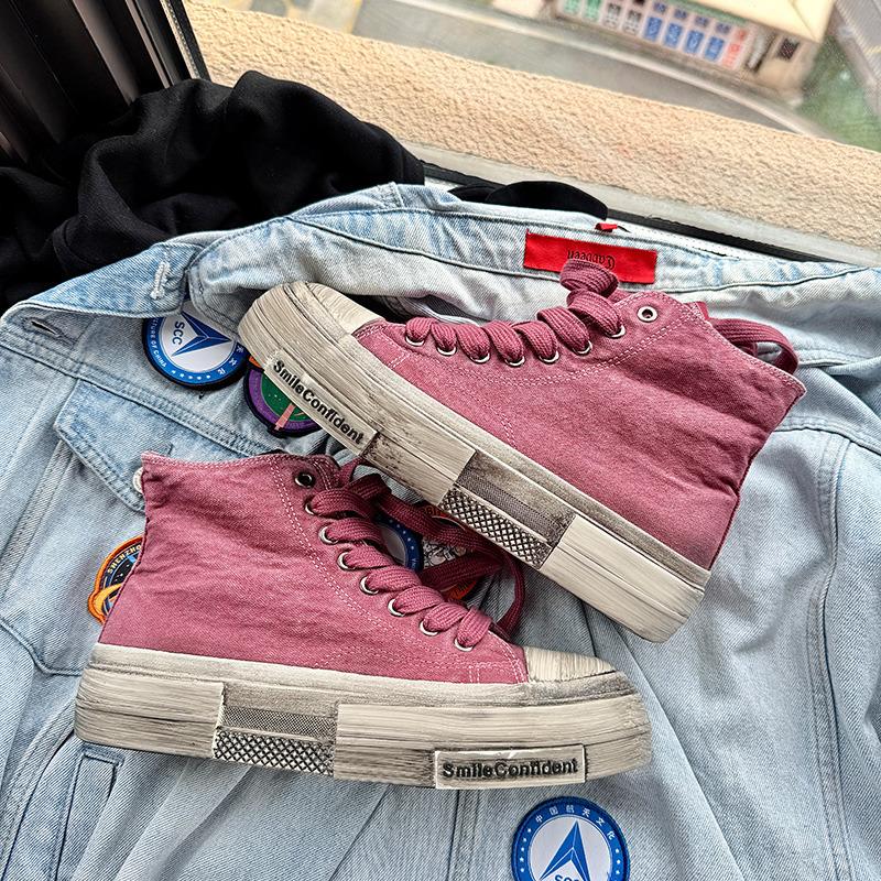 2025 New High Top Canvas Shoes Men Original Platform Men's Vulcanized Shoes Comfort Retro Canvas Sneakers