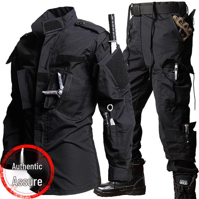 Мужской темно-синий тактический тренировочный костюм для улицы: Износостойкая тактическая софтшелл куртка