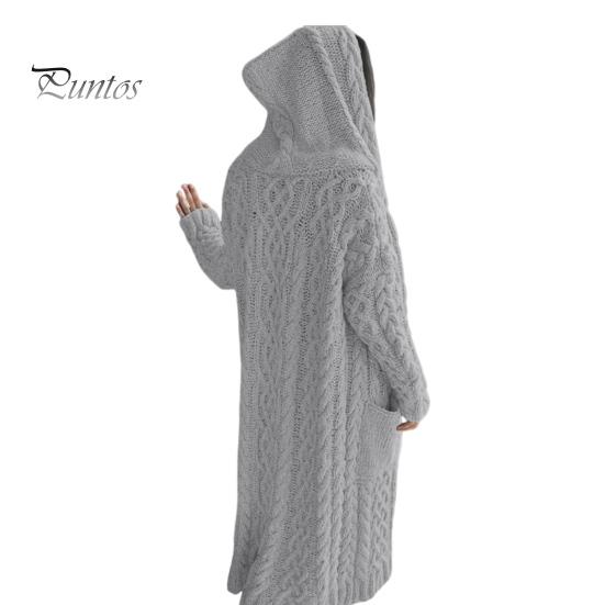 Женская куртка-свитер с карманами, средней длины, с капюшоном, трикотажная скрученная текстура, однотонная, с длинным рукавом, куртка больших размеров, плотная, повседневная верхняя одежда для поездок на работу