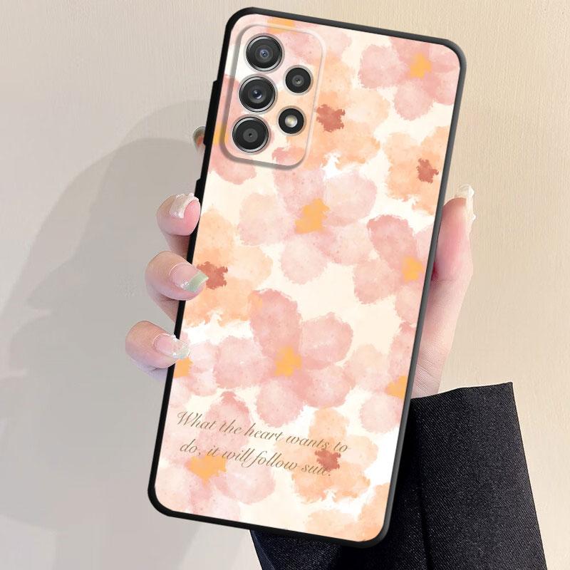 Милый чехол с цветочным рисунком для Samsung Galaxy A71 A31 A51 A32 A72 A52 A23 A13 A33 A21s A22 A53 A11 A52s A12, матовая броня, черный мягкий чехол