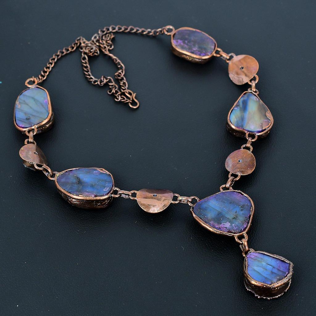 Рубиновое ожерелье из натуральных камней ручной работы, ожерелье из электроформированной меди, антикварные украшения, регулируемое ожерелье, подарок на помолвку