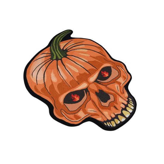 Хэллоуин Приветственный придверный коврик Полукруг Паутина Летучая мышь Череп Тыква Форма Напольный коврик Нескользящий Входной коврик для Парадной двери Крыльца Домашнее украшение