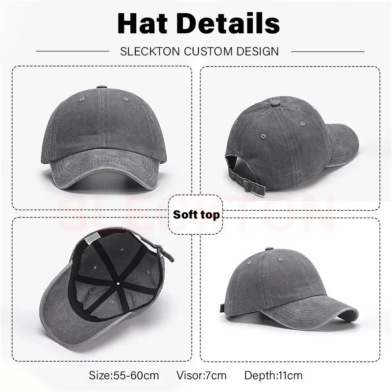 SLECKTON Custom Cap Logo Embroidery Retro Baseball Cap для мужчин и женщин DIY Design Letter Hat Customize Graphic Print Wholesale