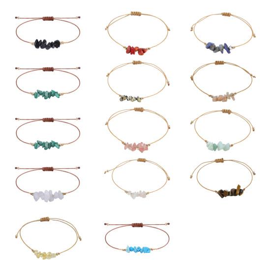 Браслет из драгоценных камней Женский Мужской Регулируемый Плетеный Кристальный Браслет Бохо Веревочка