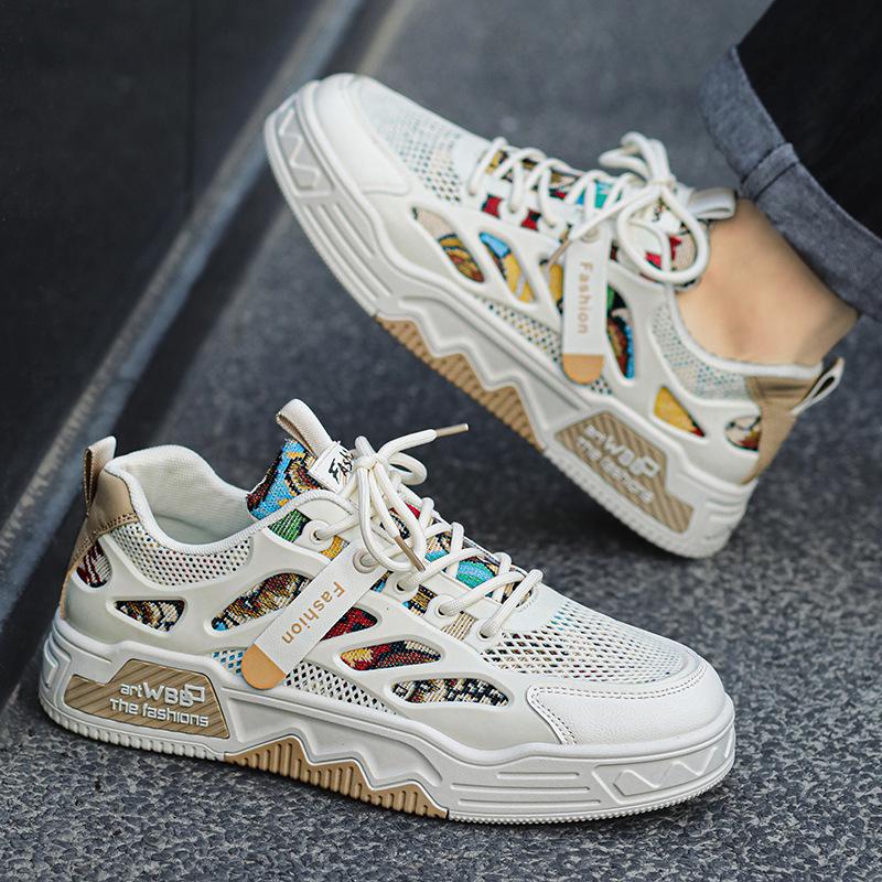 Мужская обувь Сетчатый дизайн Мужские кеды Бренд Tide Спорт и отдых Маленькие белые кеды Tide