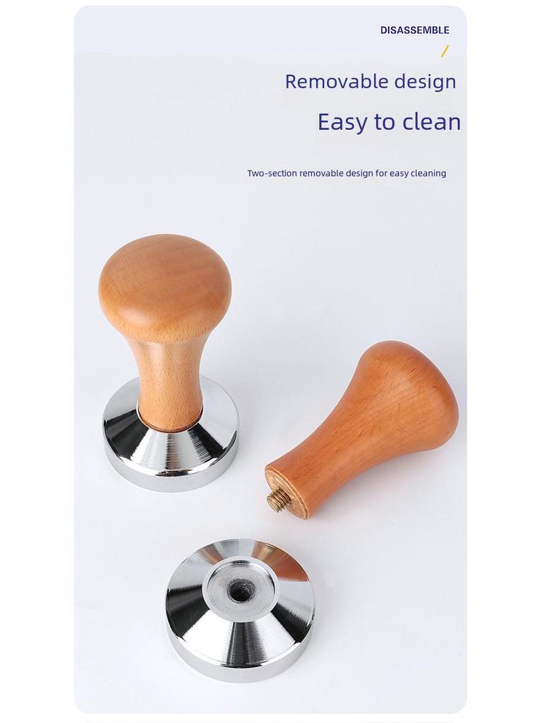 Темпер для кофе из нержавеющей стали с деревянной ручкой - 51/53/58 мм