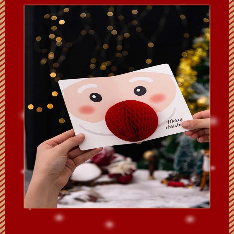 Pop Up Christmas Cards With Envelopes Sealing Stickers, 3D Honeycomb Xmas Cards, Cute Merry Christmas Card Holiday Greeting Gift