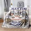 3D Soft Flannel Blanket Martini logo Stripe Print Throw Blanket Warm Plush Cover for Bed Sofa Bedroom Camping Travel Home Decor