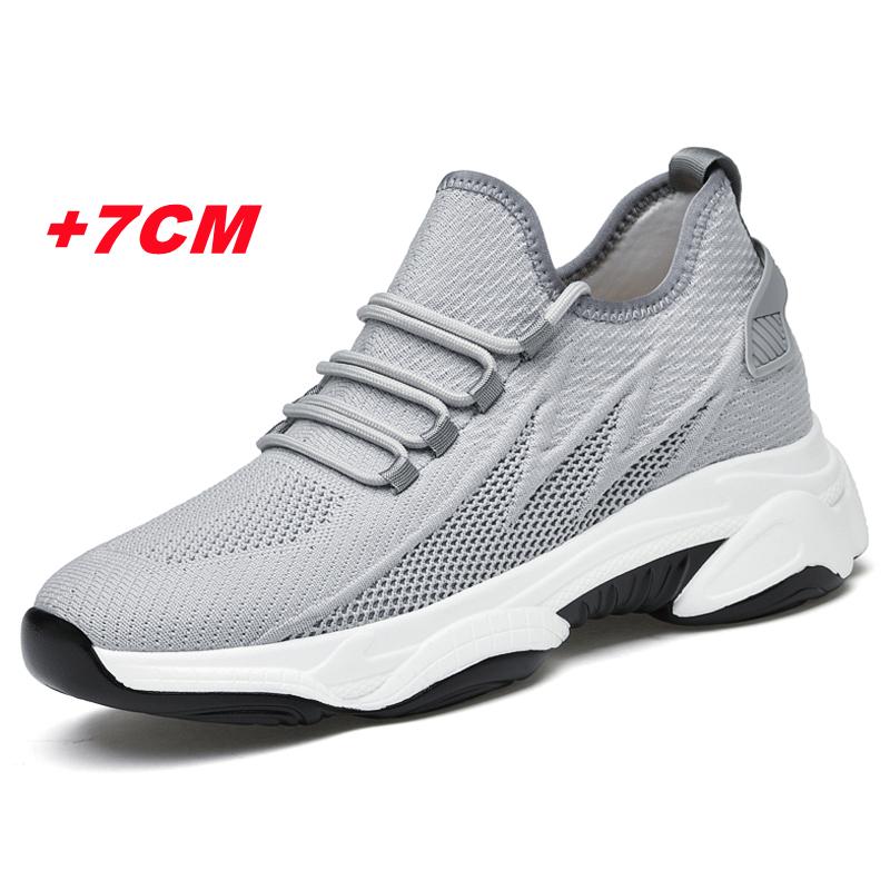 Summer Hollow Breathable Mesh Height Incresing Sneakers Men Shoes Elevator 7cm Outdoor Leisure White Casual Lift Man Shoes Tall