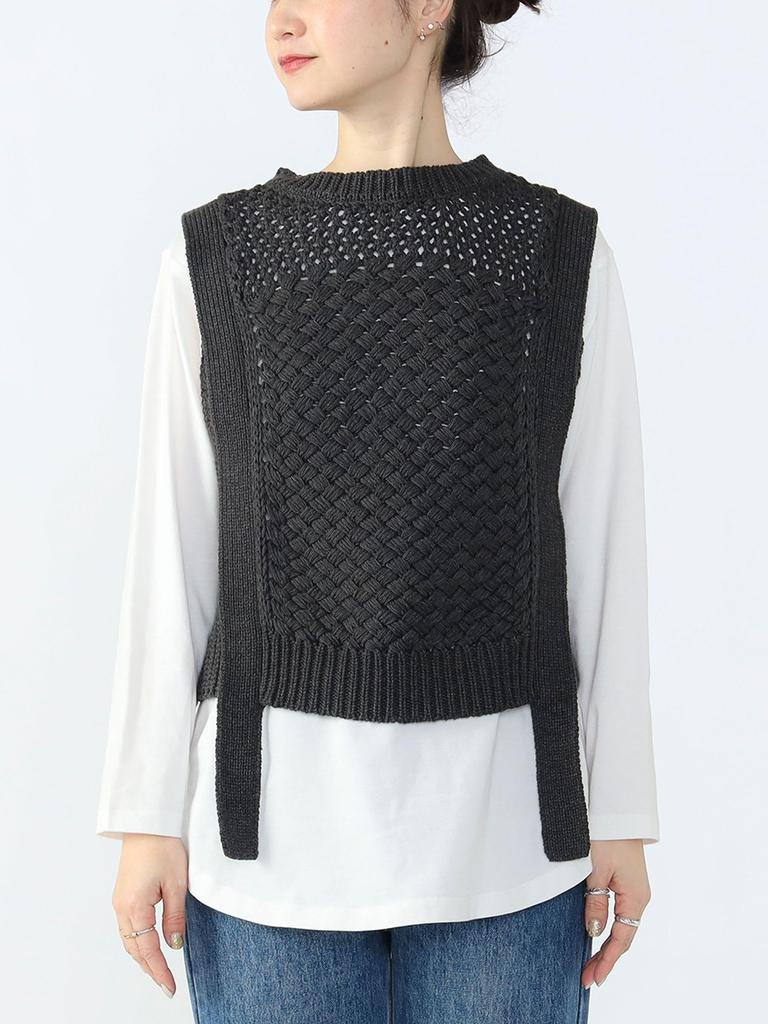 Вязаный жилет с внутренней корзиной Вязаный жилет CHARCOAL ONE SIZE [Beams Heart] S/S (Установить элемент) Женский