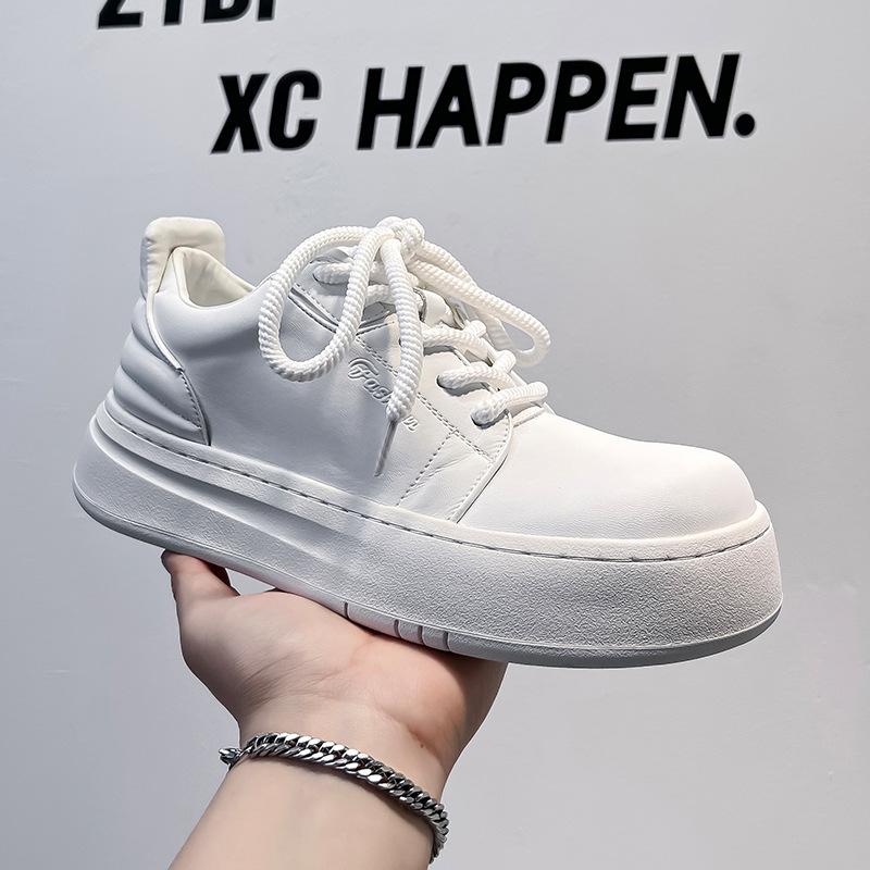 Обувь Мужская Весенне-осенняя Дышащая Повседневная Обувь Тренд Продвинутая 2024 Новая Платформа Белая Обувь 9777-A