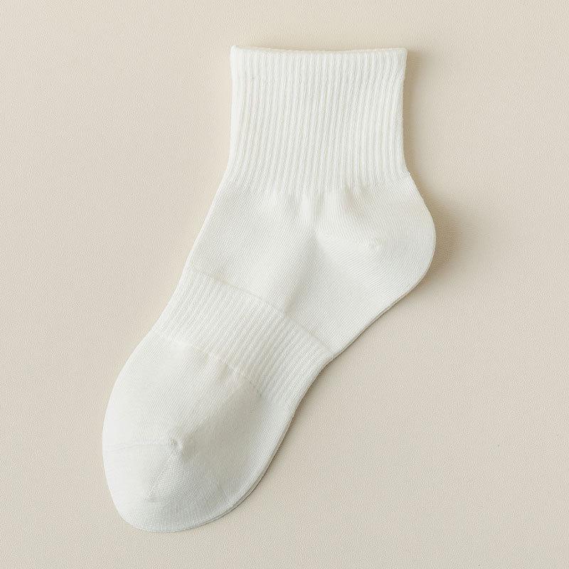 Женские гольфы до середины икры, бесшовные спортивные однотонные хлопковые носки, осенне-зимние короткие носки, универсальные весенне-летние носки