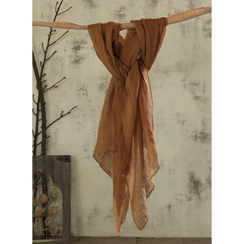 Super Long 240Cm Solid Color Linen Scarf, Retro Literary And Versatile