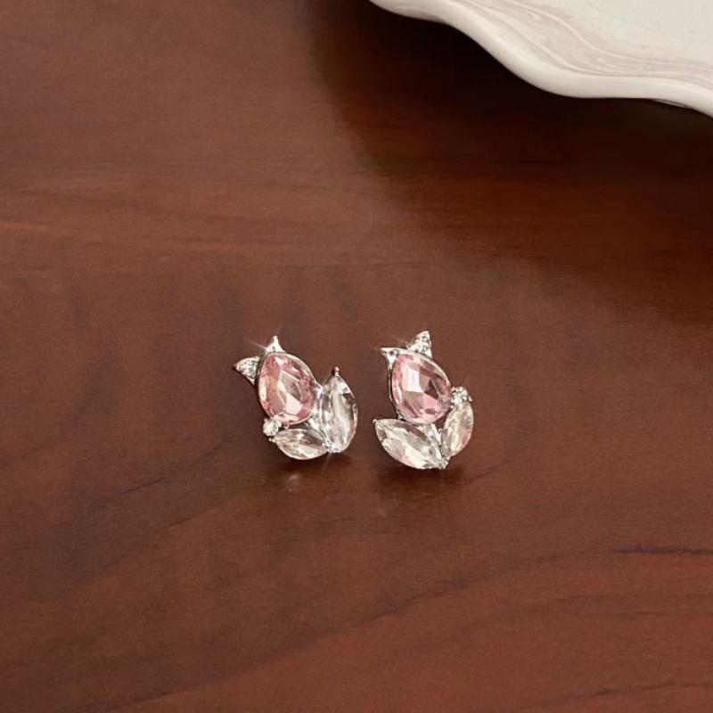 Новые модные простые серьги-джокеры с розовым цирконием и тюльпаном, женские серьги