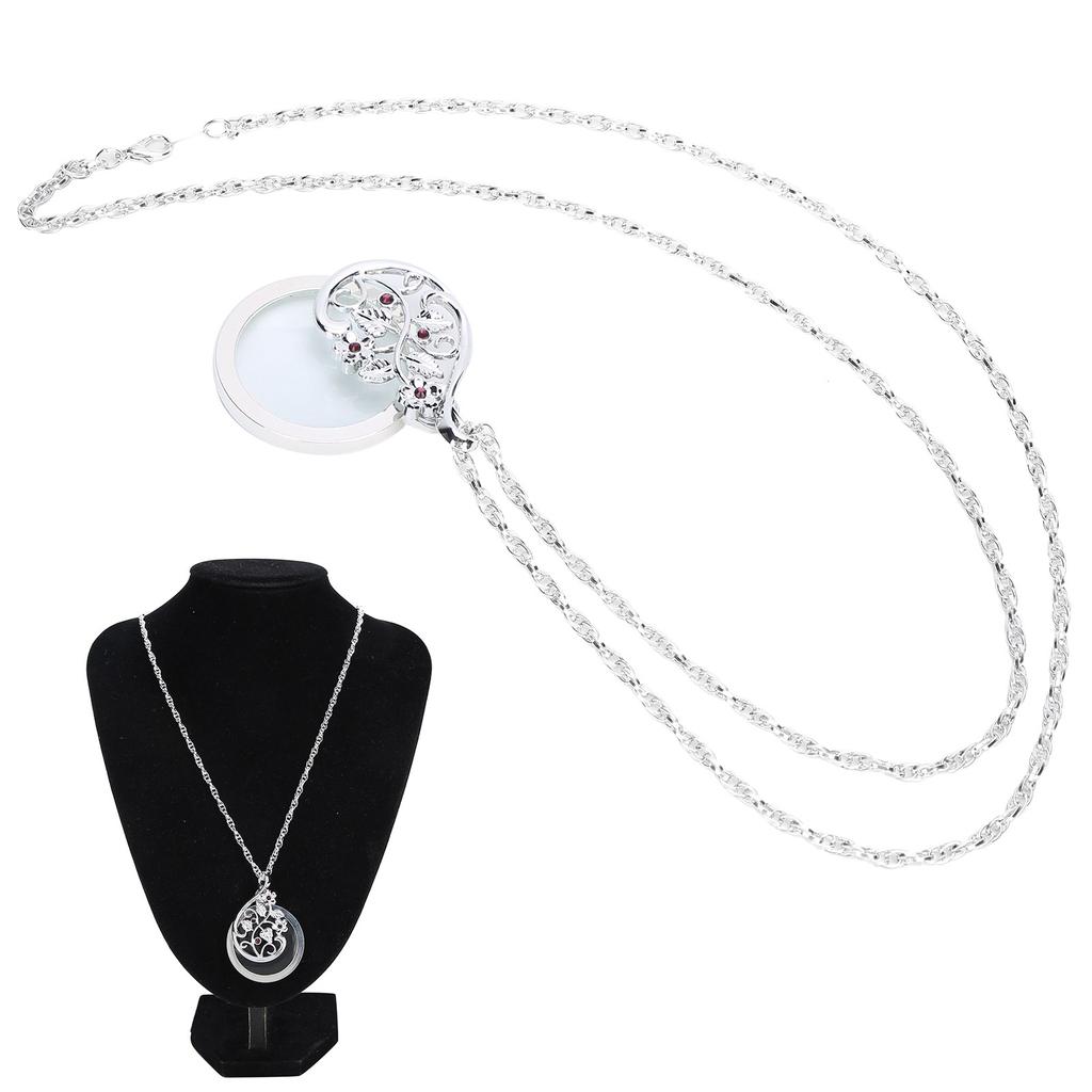 4.5X ожерелье увеличительное стекло металлический портативный увеличительный кулон цепь для чтения серебро