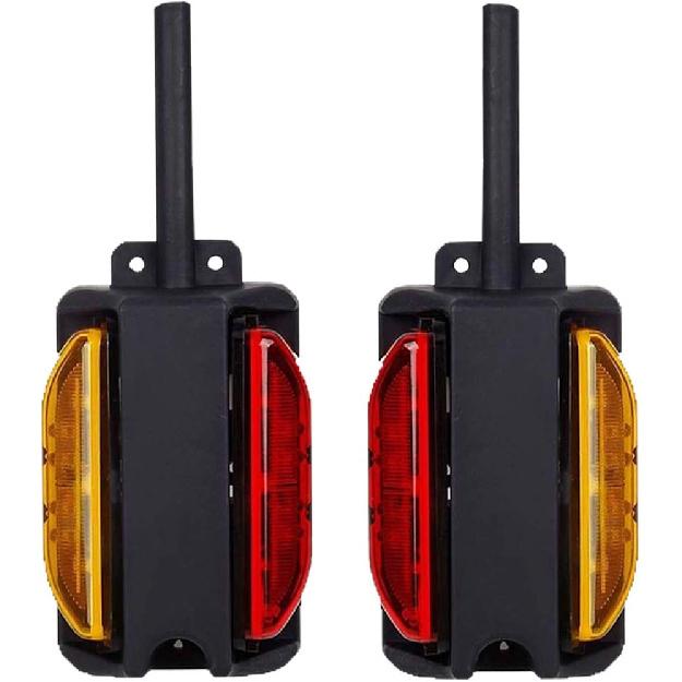NEW SUN LED Fender Lights Kit, Pre-Wired Dual Face With Pedestal, Super Bright Amber & Red, RH&LH, Take As Turn Signal Side Clearance Mark Lights For