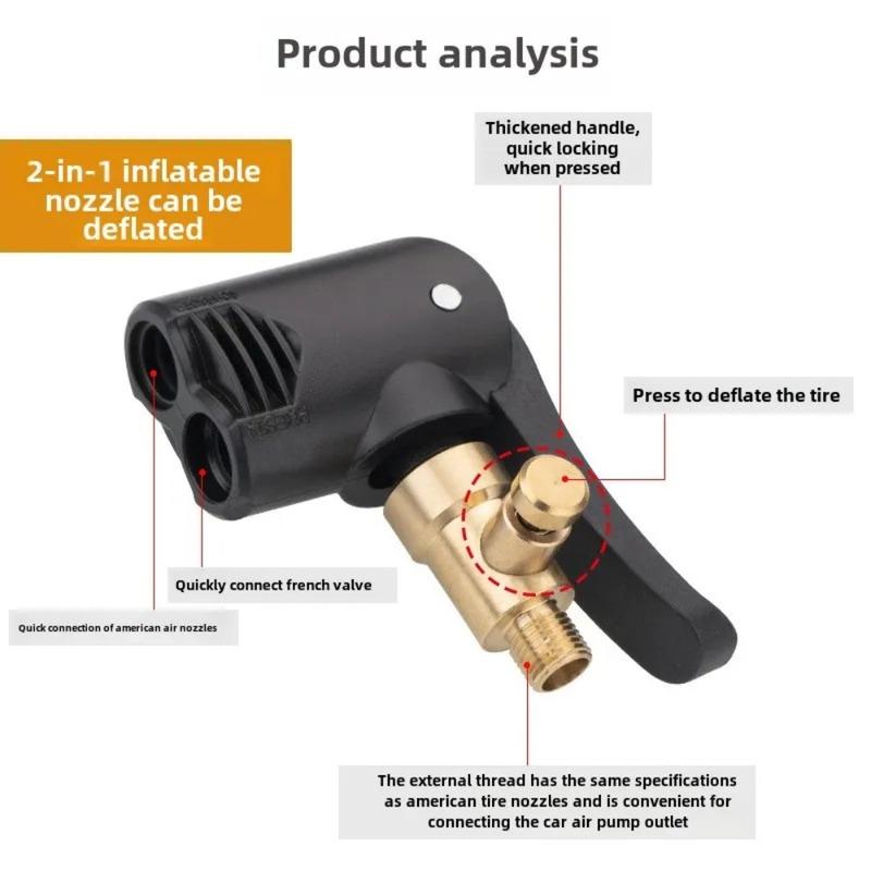 Tire Air Pump Nozzle Tire Inflation Valve Adapter Practical Inflatable Pump Connector Tire Inflator Chuck for Bike/Motorcycle