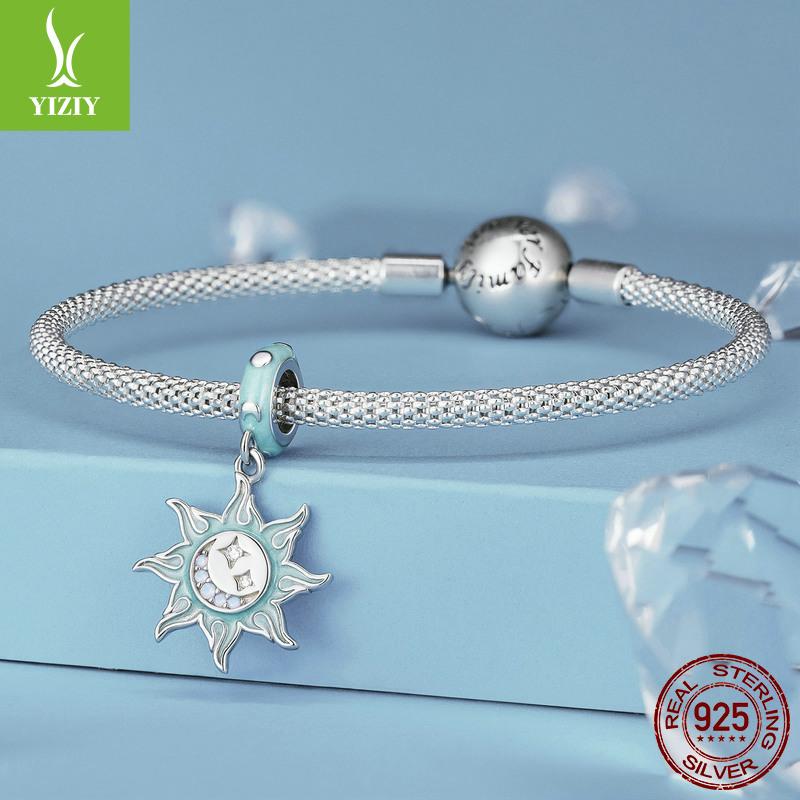 Опал Солнце Луна Сделай сам Браслет Ожерелье Подвеска, Таинственное Винтажное Солнце Серебро S925 Аксессуары с Бусинами