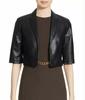 New Women's Leather Blazer Short Soft Lambskin Leather Cropped Jacket Handmade